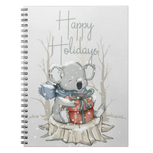 Cute Koala Happy Holidays Christmas Notebook