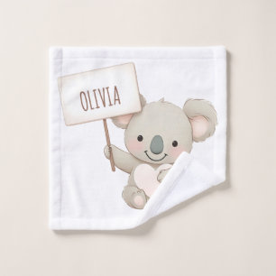 Cute Koala Holding a Name Sign Wash Cloth