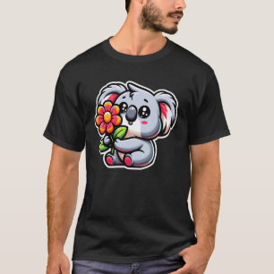 Cute Koala Holding Flower - Funny Koala Bear Lover T-Shirt