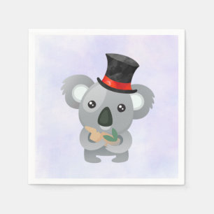 Cute Koala in a Black Top Hat Napkin