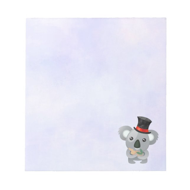 Cute Koala in a Black Top Hat Notepad (Front)
