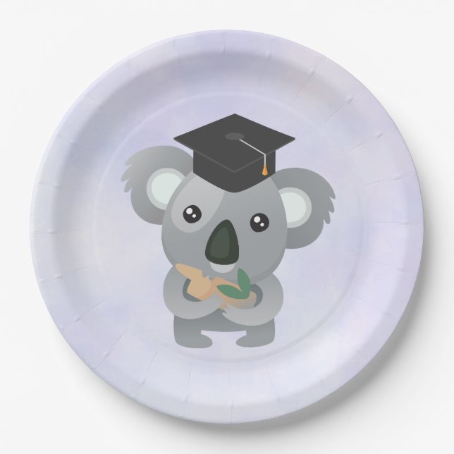 Cute Koala in a Graduation Cap Paper Plate (Front)