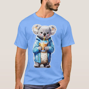 Cute Koala in a hoodie drinking bubble tea boba T-Shirt