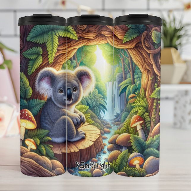 Cute Koala in Magical Forest Thermal Tumbler (Creator Uploaded)
