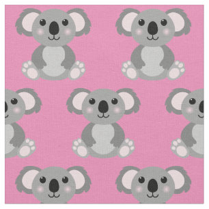 Cute Koala Kids Cartoon Pink Girls Fabric