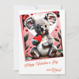 Cute koala kids valentine's day holiday card