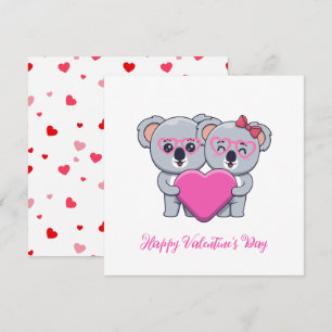Cute Koala Kids Valentine's Day Holiday Card