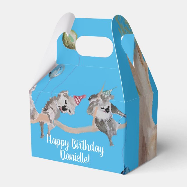 Cute Koala Koalas Childs Birthday Cake Favor Box (Front Side)
