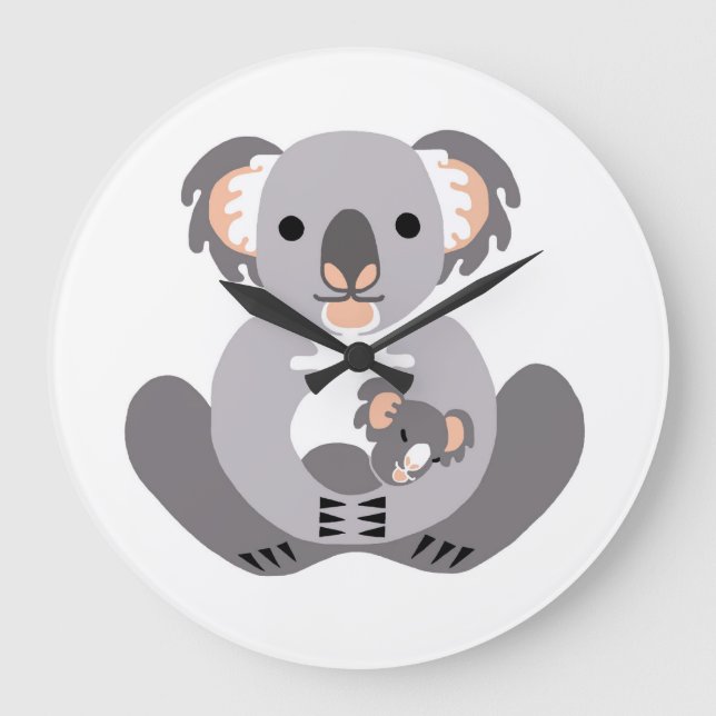 Cute  KOALA - Marsupial - Wild animals- Large Clock (Front)