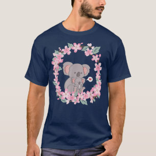 Cute koala Mom and Baby Koala, Flowers Newborn Bab T-Shirt
