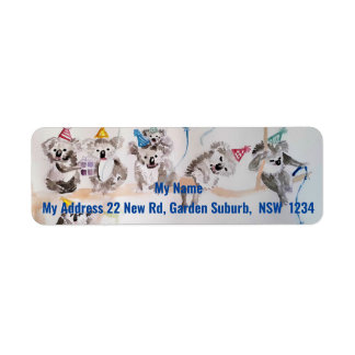 Cute Koala Party Watercolour Return Address Labels