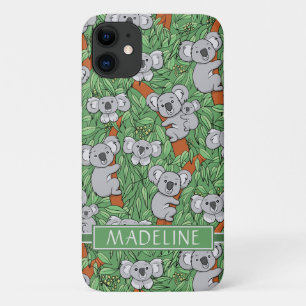 Cute Koala Pattern Personalise Green Case-Mate iPhone Case