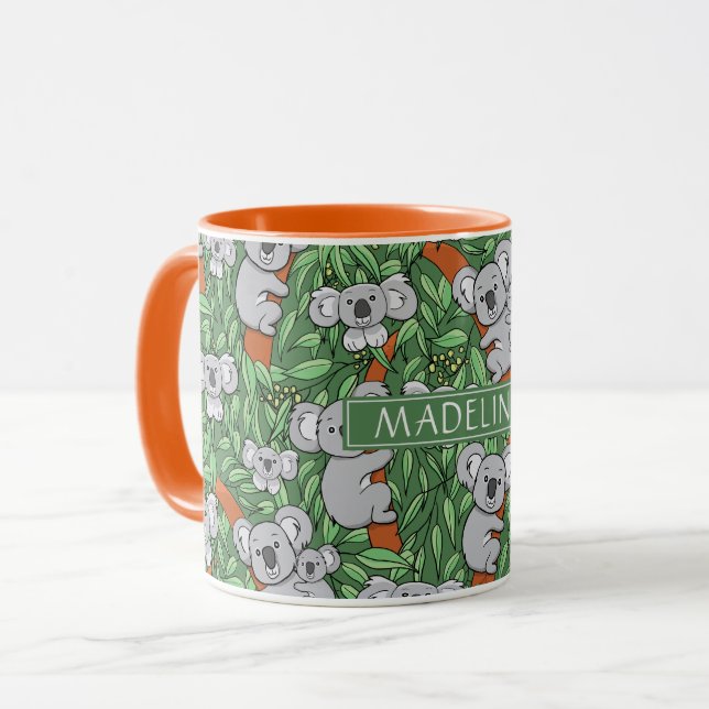 Cute Koala Pattern Personalize Green Mug (Front Left)