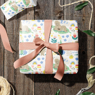 Cute Koala Pattern with Little Girl Name on Pink Wrapping Paper