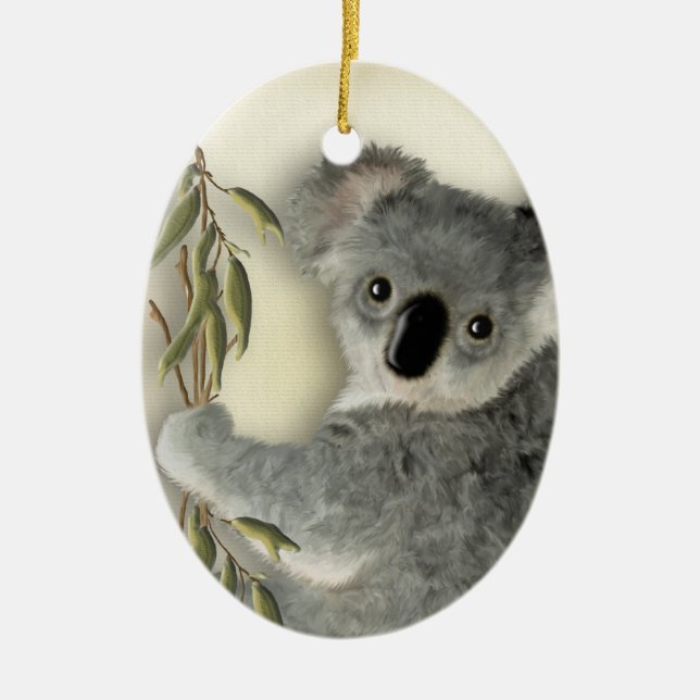 Cute Koala Personalised Ceramic Tree Decoration (Front)