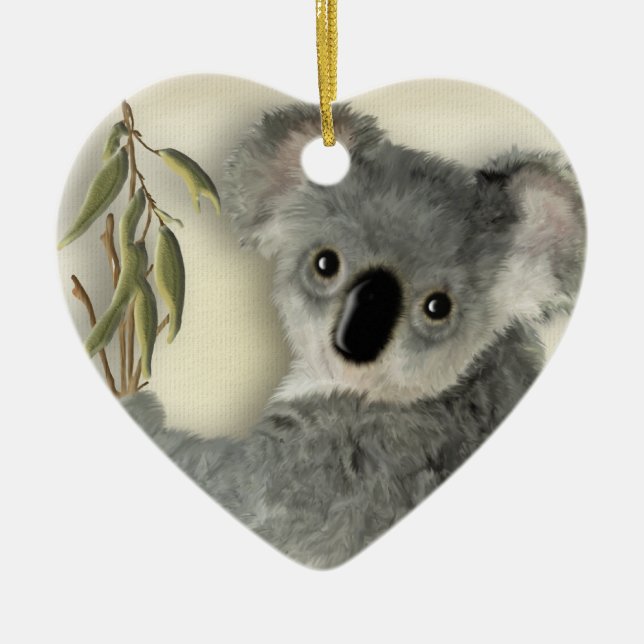 Cute Koala Personalised Ceramic Tree Decoration (Front)