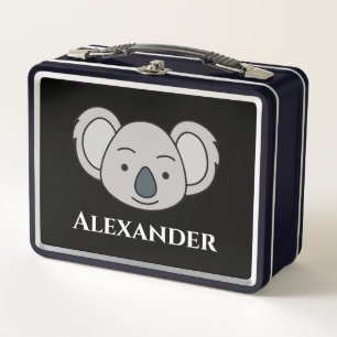 Cute Koala Personalised Custom Name Back To School Metal Lunch Box