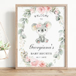 Cute Koala Pink Floral Sage Greenery Baby Shower Poster<br><div class="desc">Personalise this enchanting koala welcome sign easily and quickly. Simply click the customise it further button to edit the text,  change font styles and font colours. Featuring an adorable koala and a pretty pink floral and sage greenery wreath. Matching items available in store. (c) Somerset Fine Paperie.</div>
