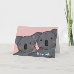 cute koala pink wife anniversary card