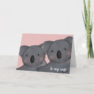 cute koala pink wife birthday card