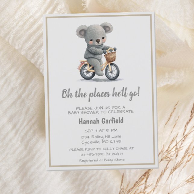 Cute Koala Places He’ll Go Baby Shower Invitation (Creator Uploaded)