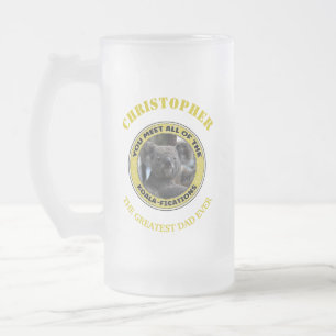Cute koala ‘play on words’ personalised  frosted glass beer mug