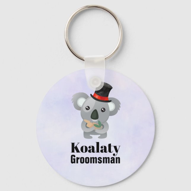 Cute Koala Pun Koalaty Groomsman Key Ring (Front)
