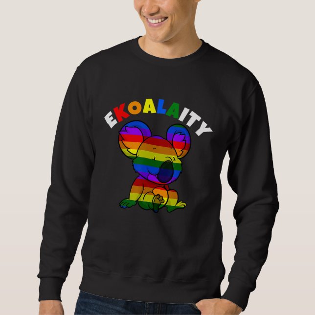 Cute Koala Rainbow Flag Gay Pride E-Koala-Ity Funn Sweatshirt (Front)