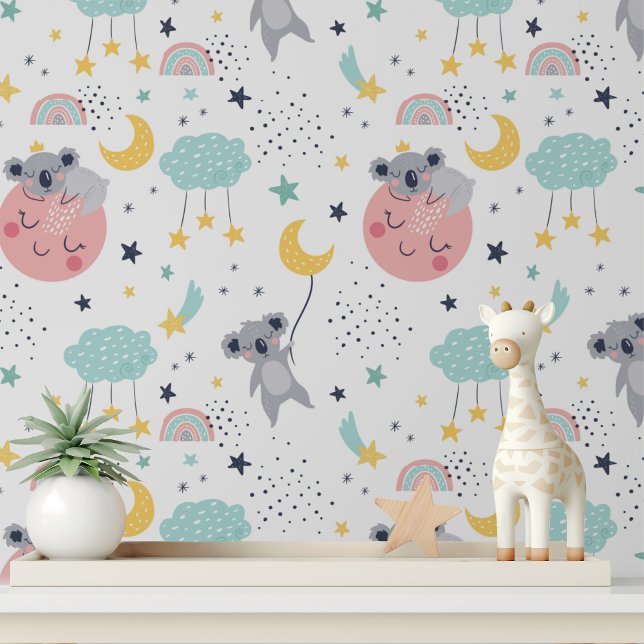 Cute Koala Rainbow Nursery Peel and Stick Wallpaper (Creator Uploaded)