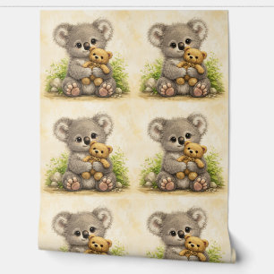 Cute Koala Teddy Pattern Wallpaper Kawaii
