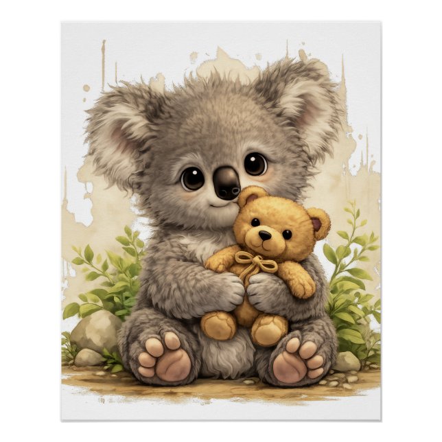 Cute Koala Teddy Poster Kawaii Animal (Front)