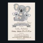 Cute Koala Twins Baby Shower Invitation<br><div class="desc">Cute,  simple  cute twins koala bear twins,  jungle animal theme baby shower design.  Simple,  retro feel design that can be personalised!  Neutral layout for baby boy or girl baby showers. Visit our store,  Favours and Decor,  for more decorations,  party favours,  and invitations for many occasions!</div>