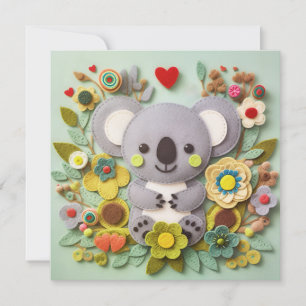 Cute Koala Valentines Day message Holiday Card