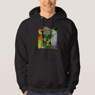 Cute Koala Wear Sunglasses Wild Flowers Pattern  K Hoodie