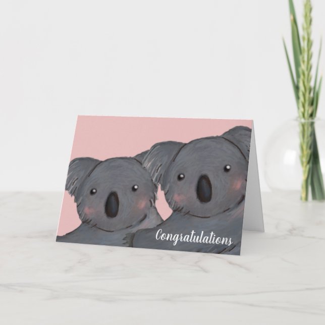 Cute koala wedding congratulations card (Front)