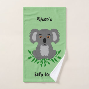 Cute koala with eucalyptus kids bath towel