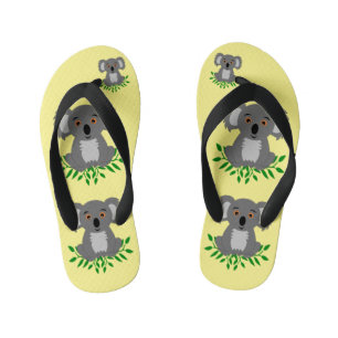 Cute koala with eucalyptus kids  kid's jandals