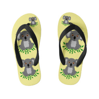 Cute koala with eucalyptus kids kid's jandals