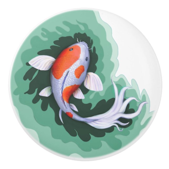 Cute Koi Fish Art Ceramic Knob (Front)