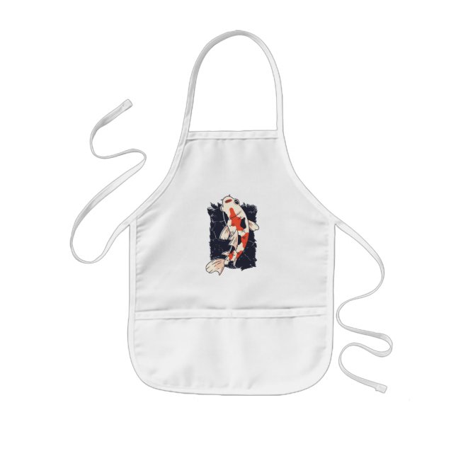 Cute Koi Fish with Red White Black Colours Kids Apron (Front)