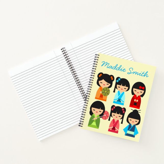 Cute Kokeshi Japanese dolls Notebook (Inside)