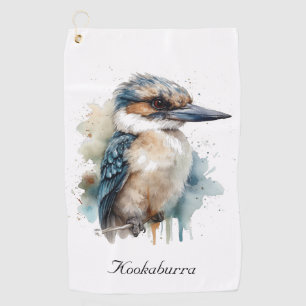Cute Kookaburra on a Branch , custom Golf Towel