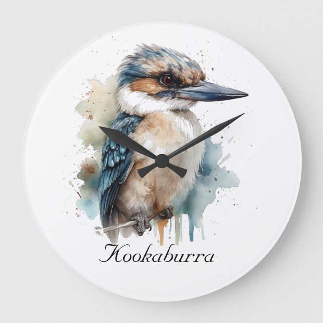 Cute Kookaburra on a Branch , custom Large Clock (Front)