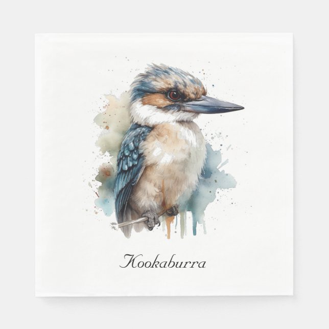 Cute Kookaburra on a Branch , custom Napkin (Front)