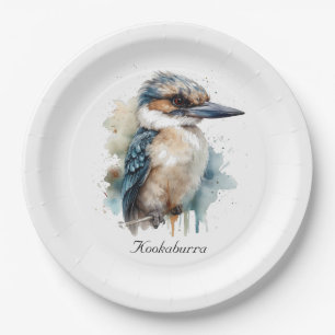 Cute Kookaburra on a Branch, custom Paper Plate