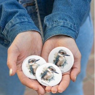 Cute Kookaburra on a branch, customisable Magnet