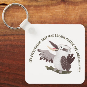 Cute kookaburra praise the Lord bible verse Key Ring