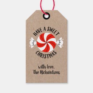 Cute Kraft Christmas Peppermint Candy Gift Tags