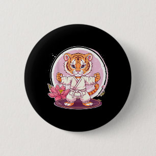Cute Kung Fu Tiger Lotus Kickboxing Taekwondo 6 Cm Round Badge