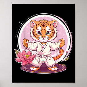 Cute Kung Fu Tiger Lotus Kickboxing Taekwondo Poster